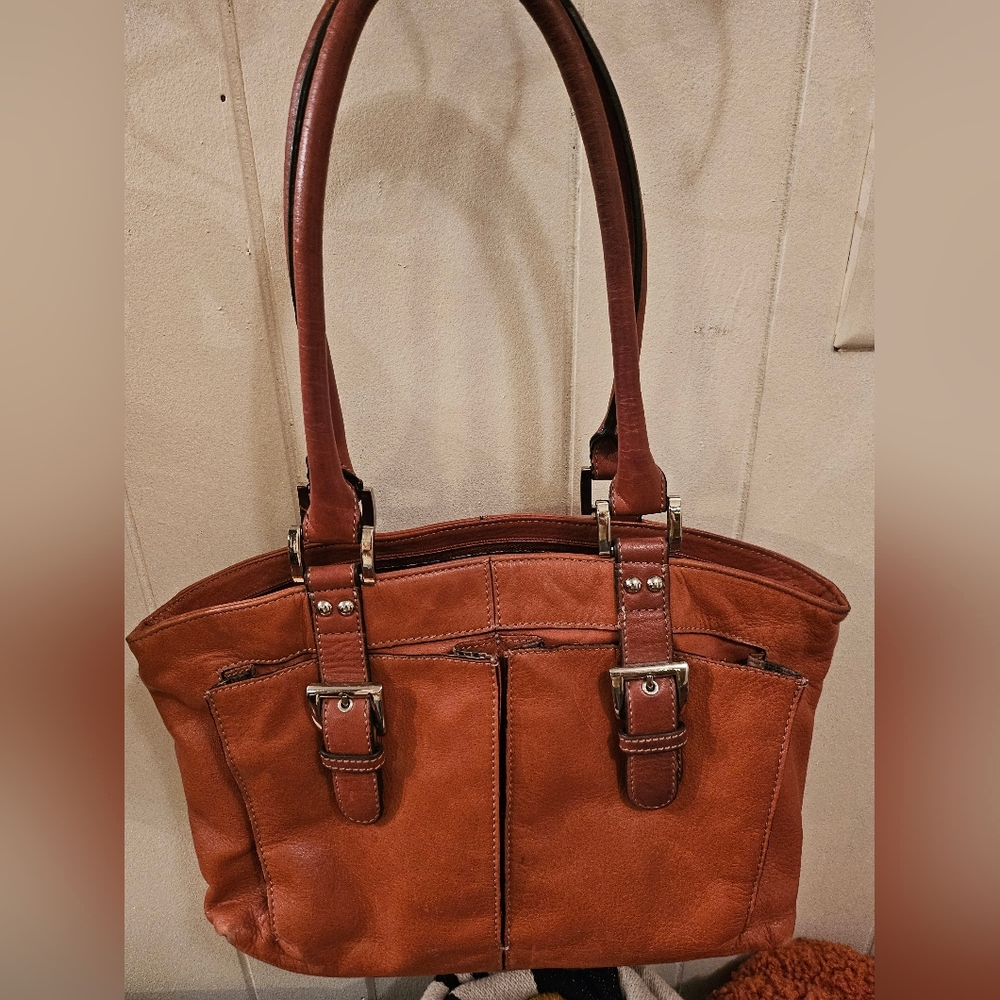 Clarks Brand Rust‎ Orange Leather Tote Bag Perfect For Fall